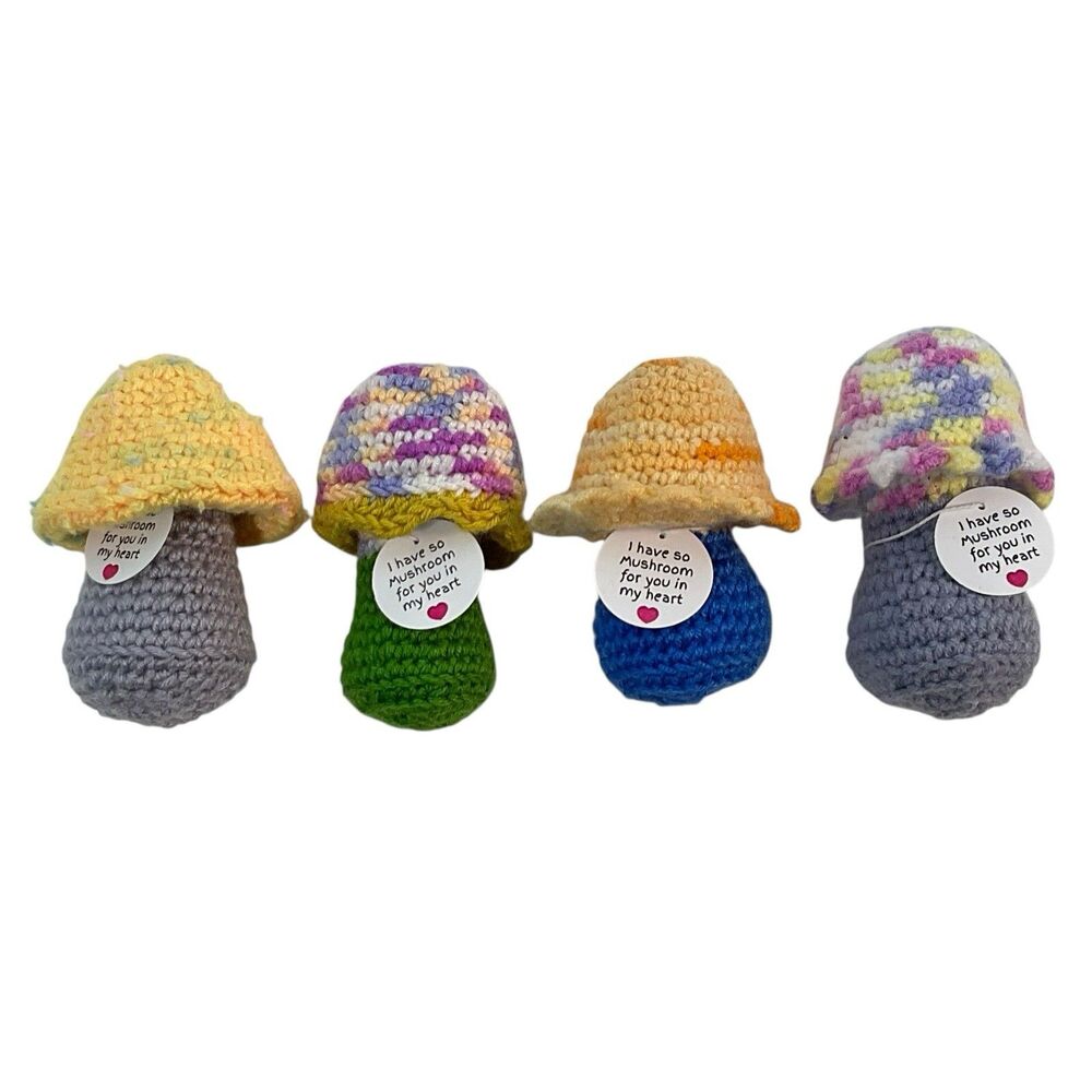 Handmade Crochet Mushroom Set Of 4 Plush/Plushie Love Gift Multi Color